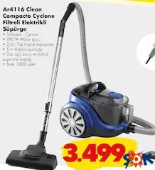 ARZUM AR4116 CLEAN COMPACTO CYCLONE FİLTRELİ ELEKTRİKLİ SÜPÜRGE
